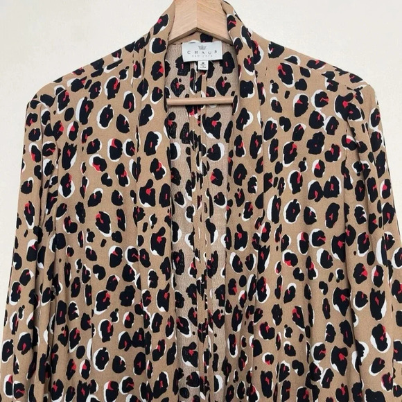 Chaus New York Womens Medium Leopard Open Blazer Jacket - Picture 2 of 12